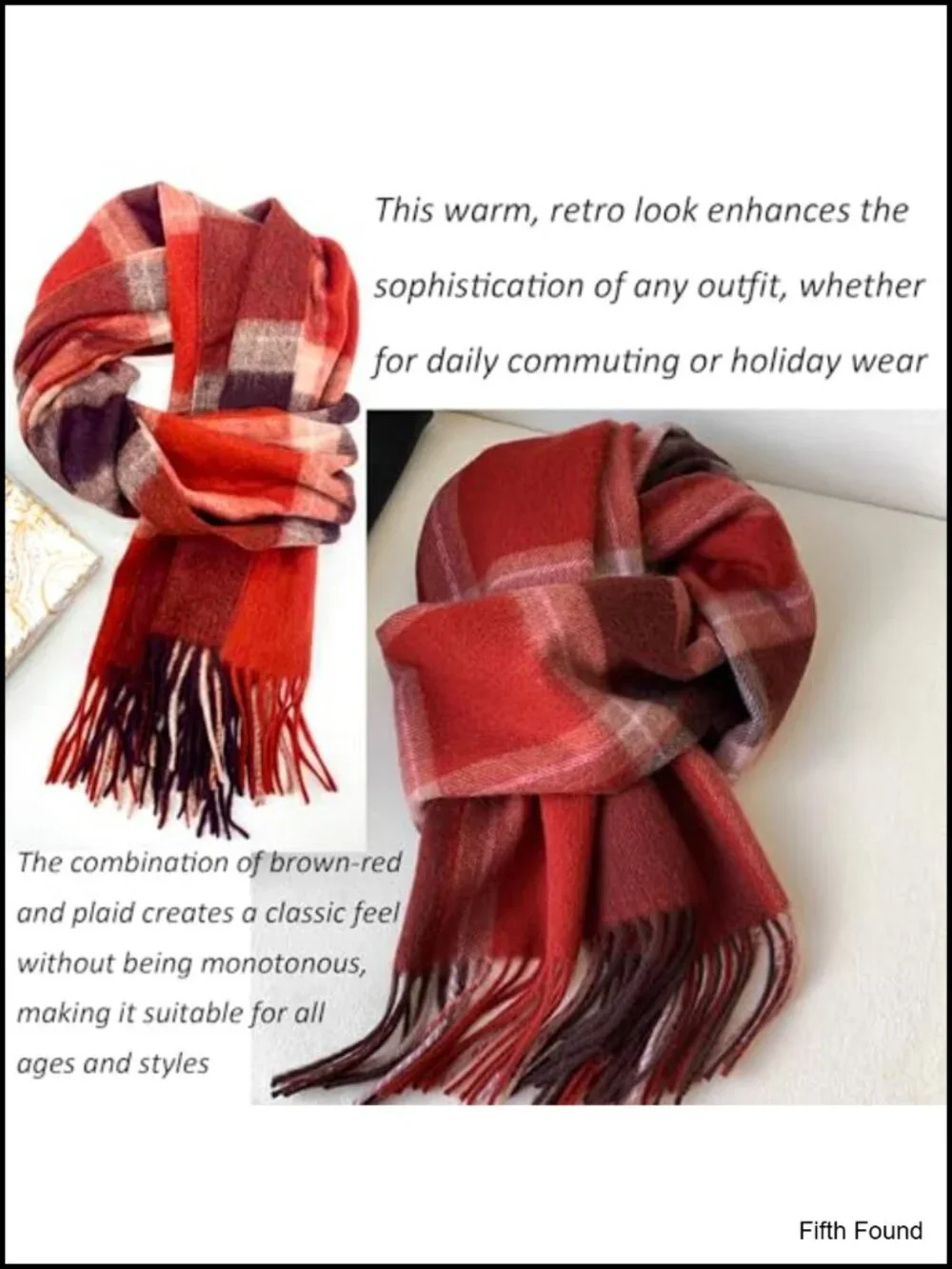 Oversized Plaid Scarf Shawl Wrap Tassel 100% Polyester Winter